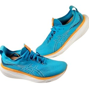Asics Gel-Nimbus 25 running shoes  Island Blue / Sun Peach. Mens Size 11.5